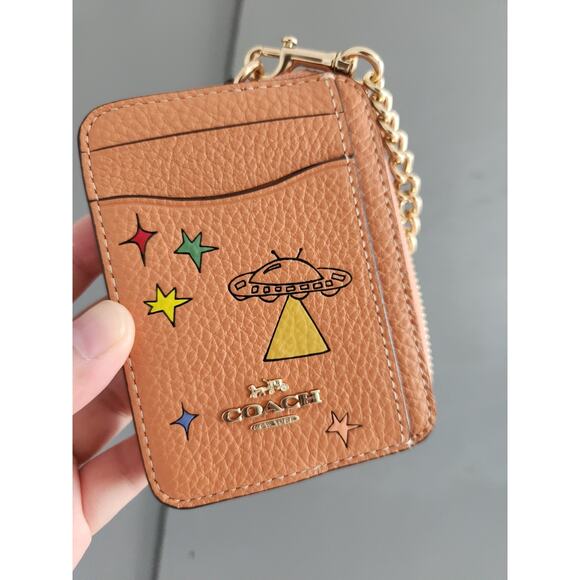 Coach x Observed By Us Zip Card Case | Gold Faded Orange CU404 — New - Picture 1 of 3